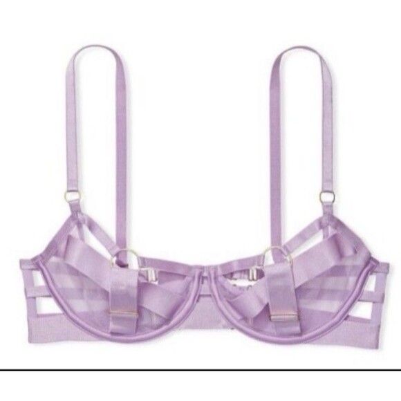 VICTORIA'S SECRET LUXE VERY SEXY UNLINED DEMI STRAPPY BRA 34D Purple - Picture 1 of 6